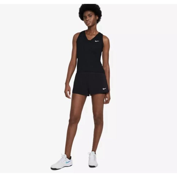 NIKE Victory Tennis Tank Women's Sleeveless Golf Shirt, Black, Medium - Picture 3 of 5